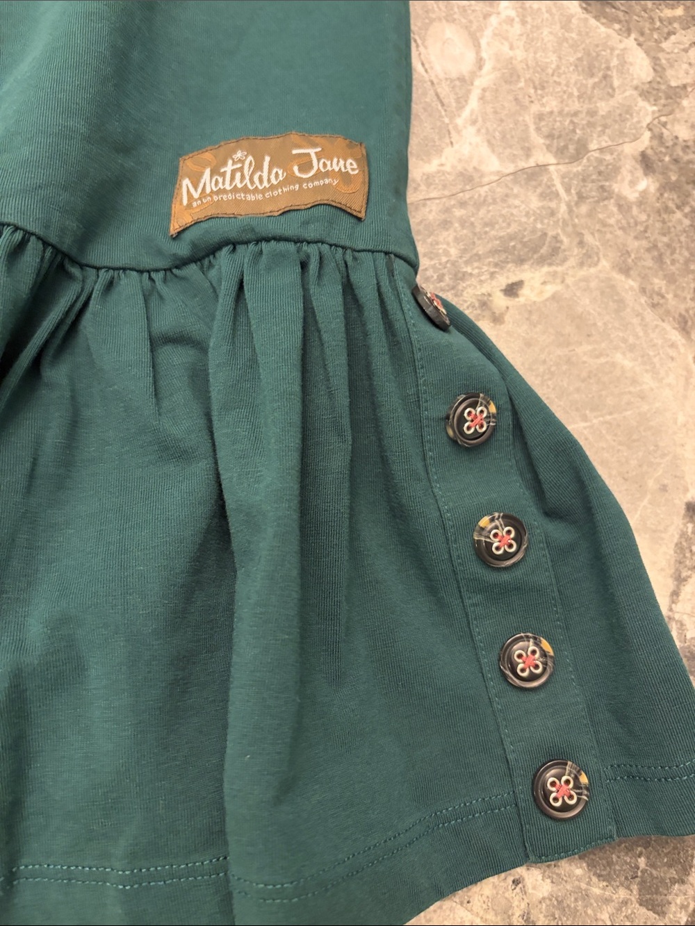 Matilda Jane Green High-Low Ruffle Skirt with Button Trim - Picture 3 of 5
